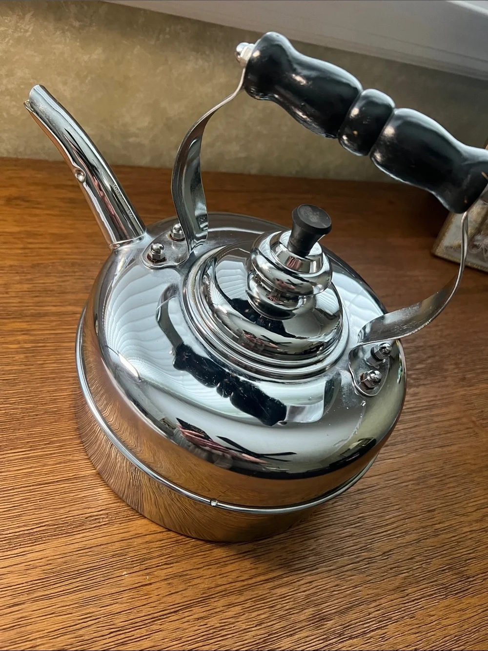 Simplex Solid Copper Chrome Plated Tea Kettle England